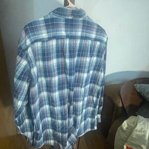 Sonoma Life + Style Blue, white and Red Plaid men’s long sleeved shirt.